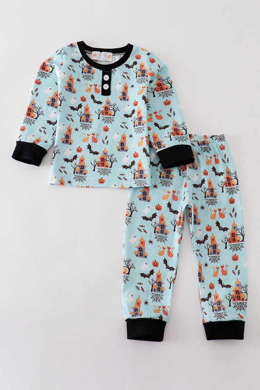 Blue halloween boy pajamas set