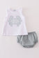 White crab applique boy bloomer set