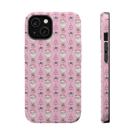 Pink Christmas Tree and Santa Claus Magnetic Tough Phone Case