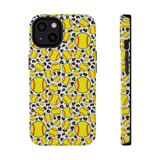 Softball Leopard Print Phone Case