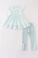 Blue stripe ruffle girl set