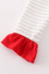 Red christmas santa claus applique stripe girl romper