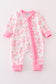 Pink nutcracker print ruffle zip girl romper