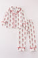 Red nutcracker print ruffle boy pajamas set