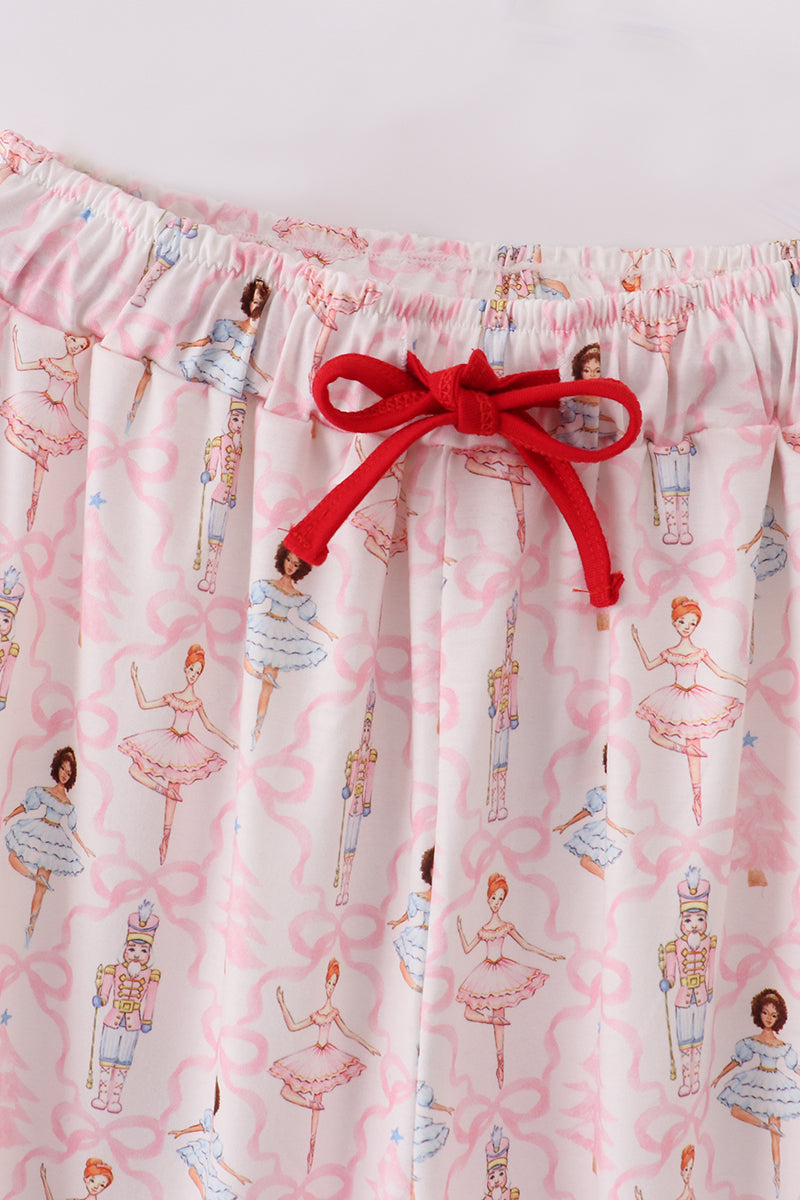 Red nutcracker print women pajamas pants