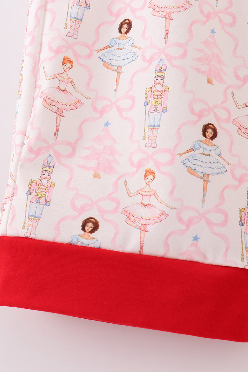 Red nutcracker print women pajamas pants