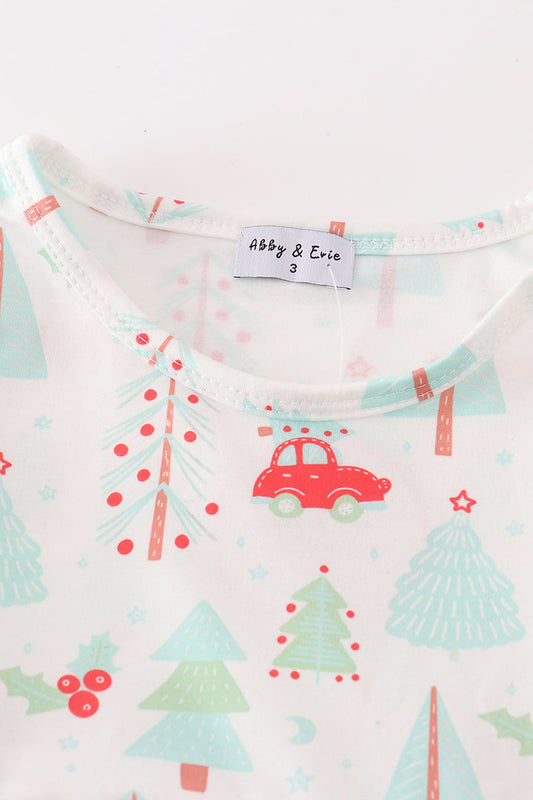 Christmas tree car print dress