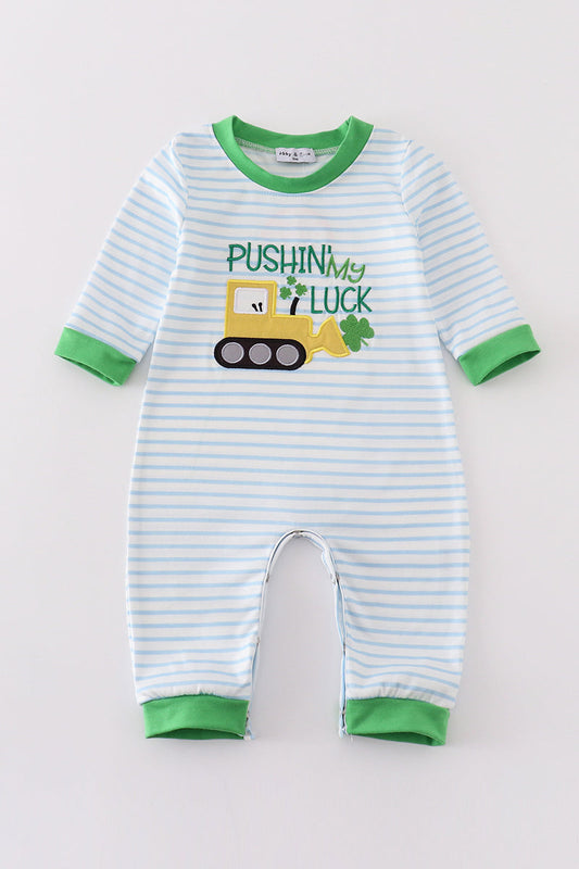 Green clover applique boy romper