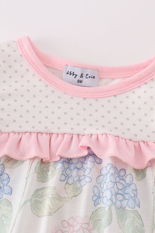 Pink Blossom Serenity print girl bloomer set