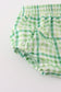 Green lucky clover embroidery boy bloomer set