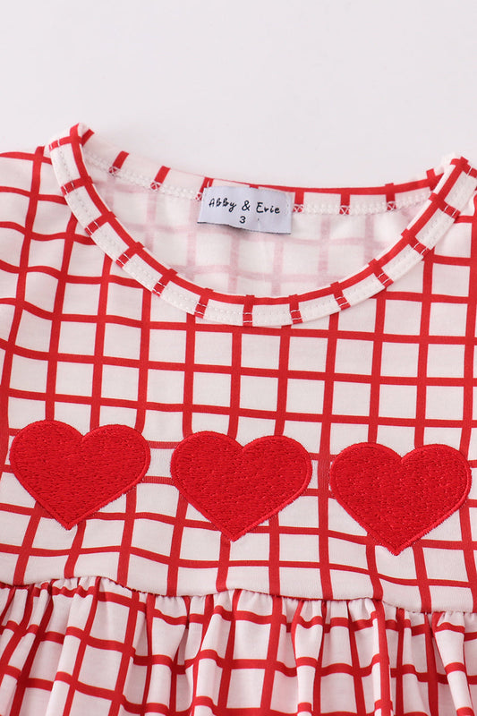 Red valentine's day heart embroidery girl set