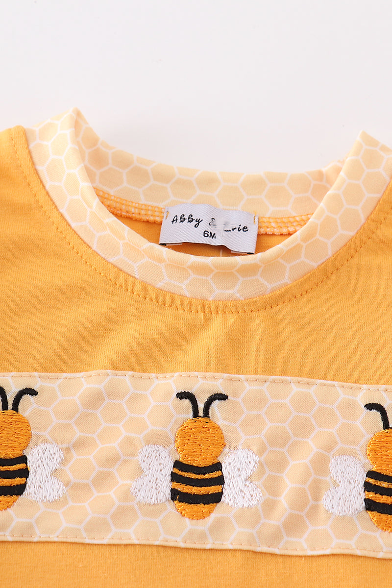 Yellow bee embroidery boy bubble