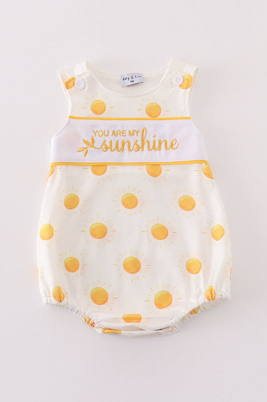 Yellow you are my sunshine embroidery boy bubble