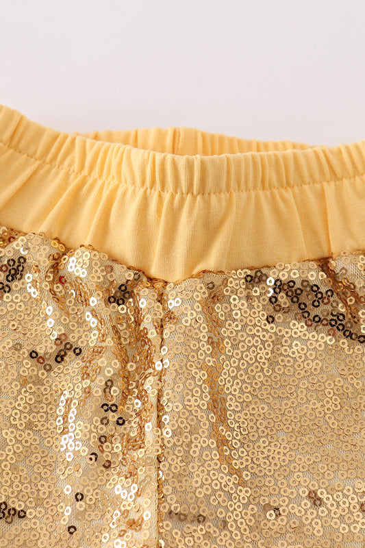 Golden sequin mardi gras girl skorts